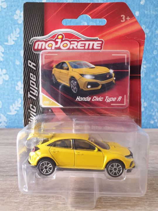 โมเดลรถเหล็ก-majorette-honda-civic-type-r-series-honda-civic-type-r-220c-7-yellow-สีเหลือง-เปิดท้ายรถได้-โมเดลรถสะสม