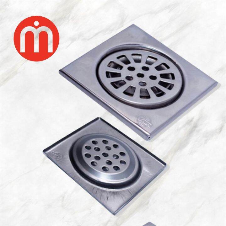 STAINLESS STEEL 304 FLOOR DRAIN 4X4 STRAINER DIAMOND COVER CENTER DOTS