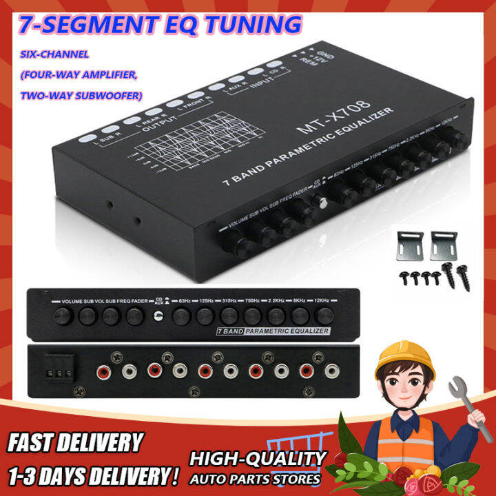 7 Band Graphic Equalization Car Audio EQ Tuning Amplifier DC 12V Pre