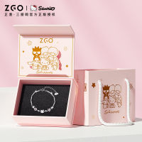 Zgox zgox สร้อยข้อมือเงินแท้ HelloKitty สร้อยข้อมือโคลเวอร์สี่แฉก Sanrio ประณีตหรูหราเบาๆสำหรับผู้หญิง