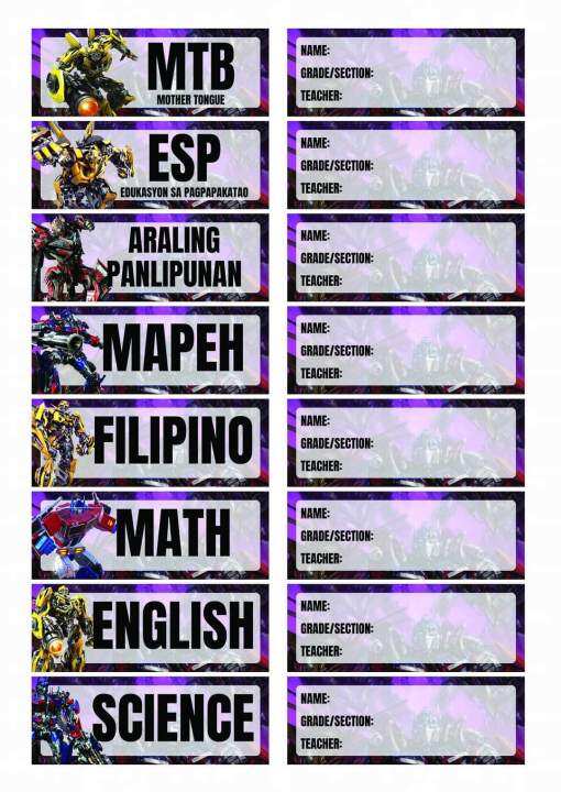 Subject and Name Sticker Label for notebooks Lazada PH