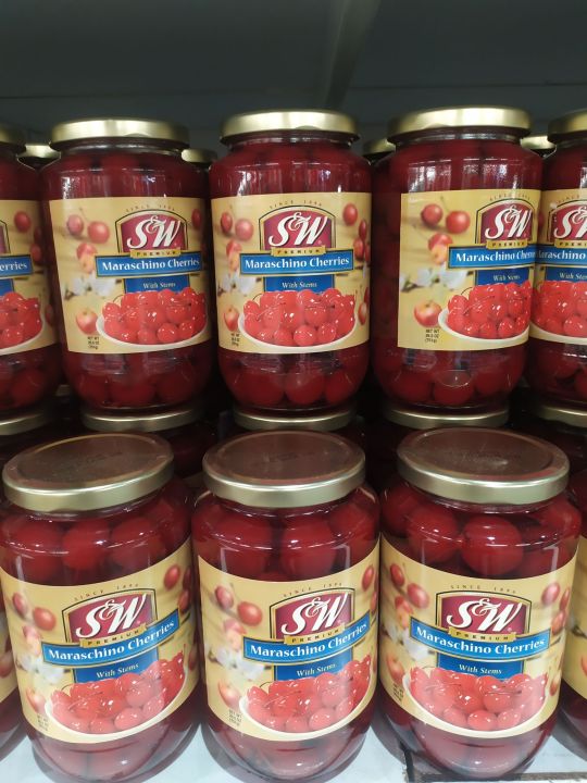 Brook Maraschino Red Cherries in Syrup with stem บรูค มาราสชิโน่ เชอร์รี่แดงมีก้าน 794g