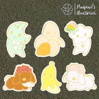 ʕ •ᴥ•ʔ ✿ พร้อมส่ง : เข็มกลัดเซ็ทกระต่ายและกล้วย | Rabbit &amp; Banana Enamel Brooch Pin Set.