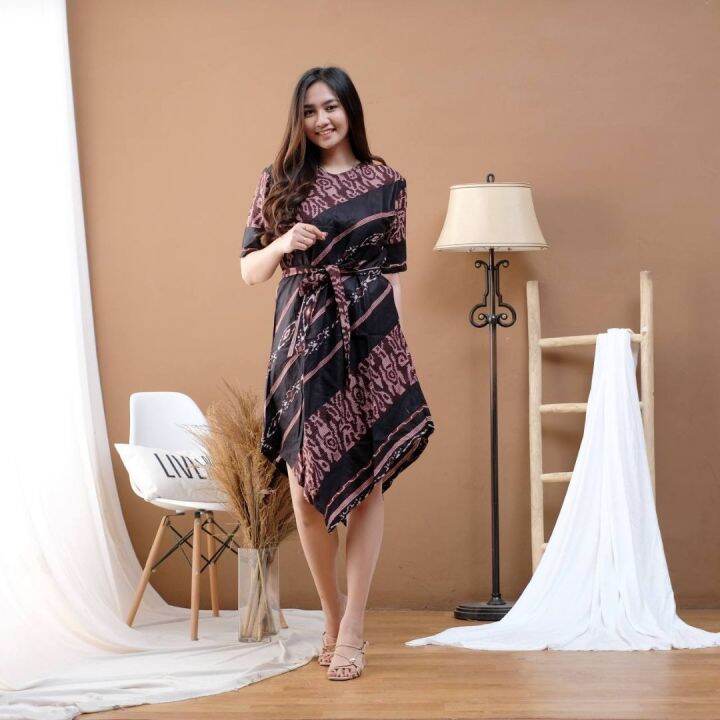 Dress Batik Wanita Motif Songket Dress Batik Model Lancip Tunik Batik ...