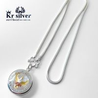 Kr silver | สร้อยคอเงินแท้ พร้อมจี้เงินแท้ พญาครุฑล้อมเพชร องค์สีสามกษัตริย์ สร้อยคอขนาด 1.8 mm. •ความยาวสร้อย: (18 นิ้ว) (20 นิ้ว) (24 นิ้ว สวมหัวได้)