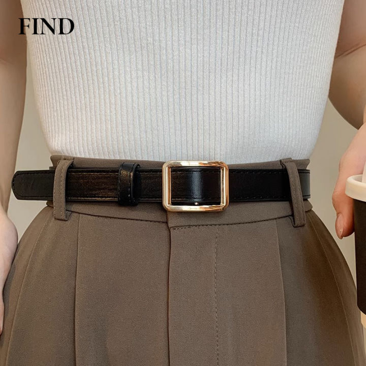 FIND Women/men fashion belt adjustable with no holes square buckle ...