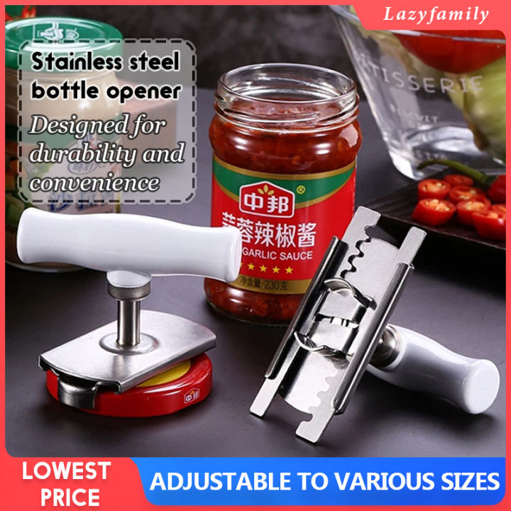 Stainless Steel Can Opener Kitchen Jar Lid Easy Bottle Remover