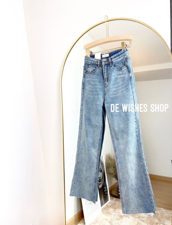 dewishes-dwdenim025-กางเกงยีนส์เอวสูง-ขากระบอก-ทรงตร