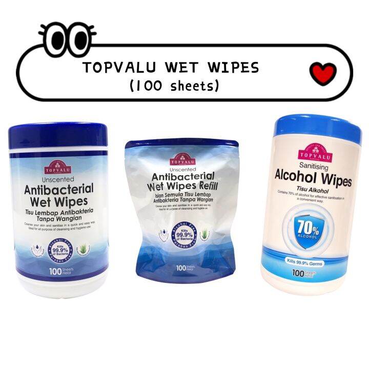 TOPVALU Antibacterial Wet Wipes / TOPVALU Alcohol Wipes / Tisu Lembap