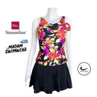 (Size S-L) BSC Streamline ชุดว่ายน้ำหญิงแขนกุด ชุดแยกชิ้น เสื้อ กระโปรงกางเกง สีสด