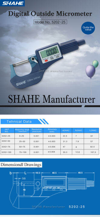 shahe-ไมโครมิเตอร์-ดิจิตอล-micrometer-digital-พร้อมส่ง