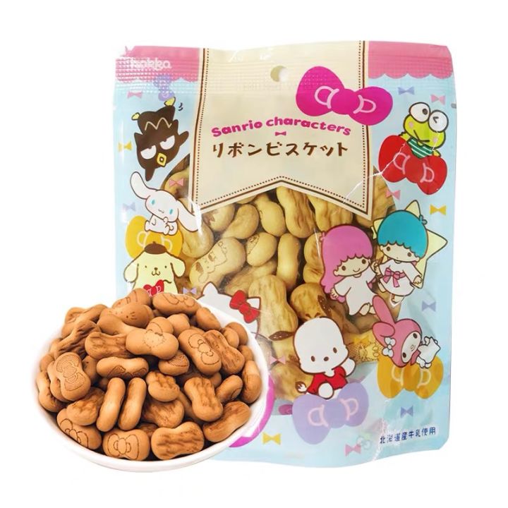 พร้อมส่ง-ขนมญี่ปุ่น-บิสกิต-รสนม-ฮอกกะ-ซาน-ริโอ้ริบบอน-บิสกิต-hokka-sanrio-ribbon-biscuits-50-g