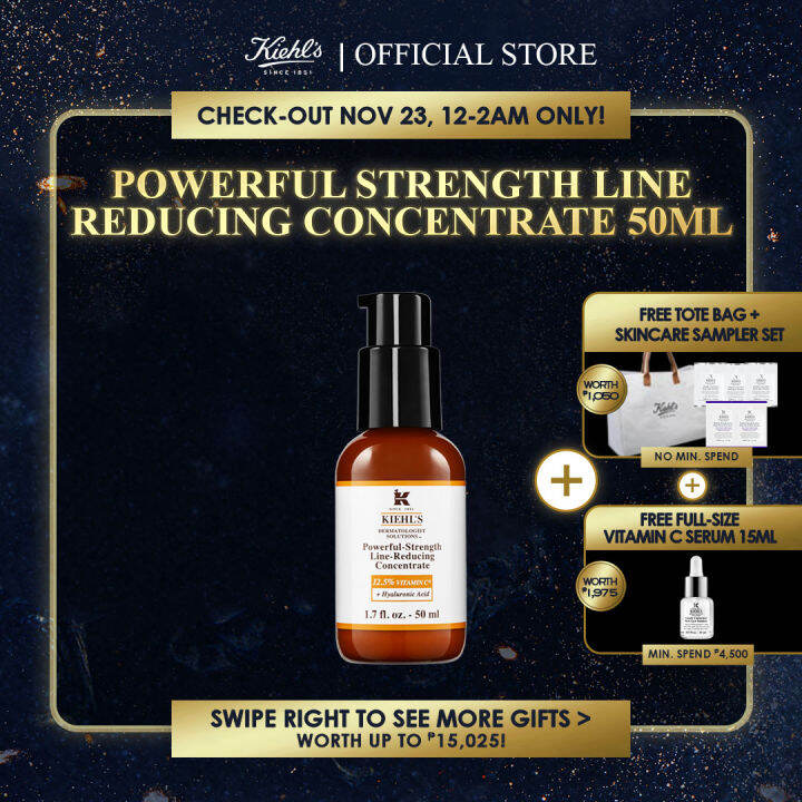 Kiehl's Powerful Strength Line Reducing Concentrate Brightening Vitamin C Serum for Face with