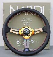 Nardi พวงมาลัยไดร์ฟดำทองV.2 ( วง13.5ยก2.5 ) แป้นแตรสายไฟครบชุด