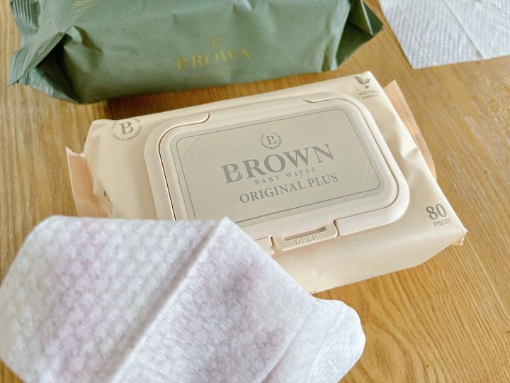 brown-original-plus-baby-wipes-บราวน์-ออริจินอลพลัส-เบบี้-ไวพส์-ทิชชู่เปียกสำหรับเด็กแรกเกิด-รุ่นประหยัด-80-แผ่น-x-10-แพค