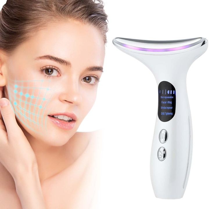 EMS Neck Face Lifting Massager LED Photon Therapy Tighten Firm Skin ...