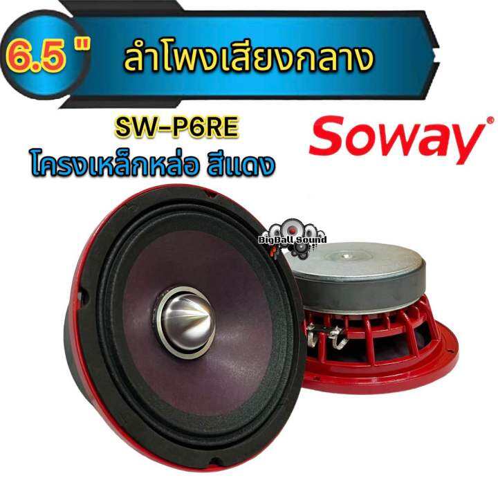 ลำโพงเสียงกลาง-6-5นิ้ว-เฟสปลั๊ก-แบรนด์-soway-รุ่น-sw-p6re-โครงเหล็กหล่อ-สีแดง-แม่เหล็ก120หนา20มิล-ว้อย35มิล-เสียงดี-พุ่งไกล-ไม่แตกพร่า-ลำโพง-ลำโพงติดรถยนต์-จำนวน1-2ดอก-สามารถเลือกได้