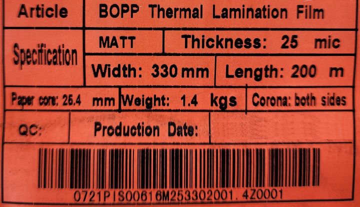 ฟิล์มเคลือบa3ฟิล์มเคลือบยูวี-ชนิดม้วน-ฟิล์มเคลือบ-bopp-ชนิดม้วน-330mm-200m-มีแบบเงาและด้าน-สำหรับงานเคลือบปกหนังสือ-งานพิมพ์ออฟเซ็ทแลดิจิตอลปร้นและ-inkjet-ฟิล์มเคลือบชนิดม้วน-bopp-film-hot-laminating-