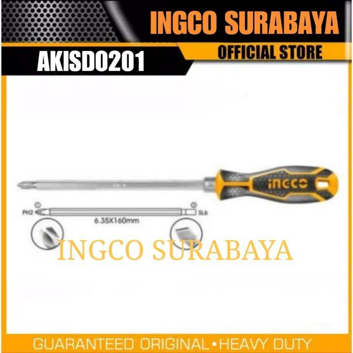 INGCO AKISD0201 2 IN 1 SCREWDRIVER SET OBENG CABUT BOLAK BALIK PLUS ...