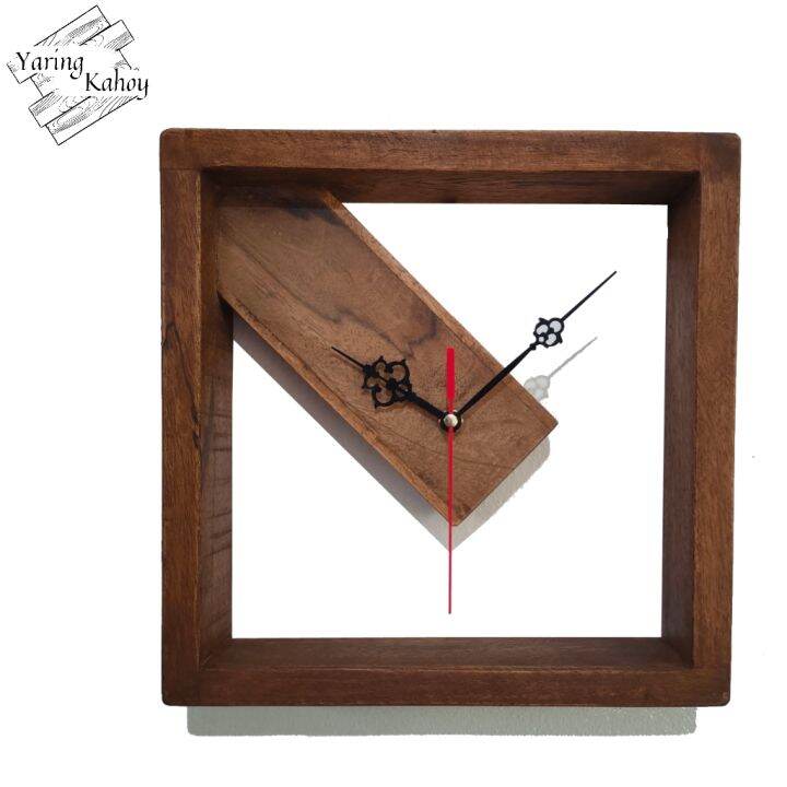 SQUARE CLOCK HALF DIAGONAL wall clock analog display wood furniture ...