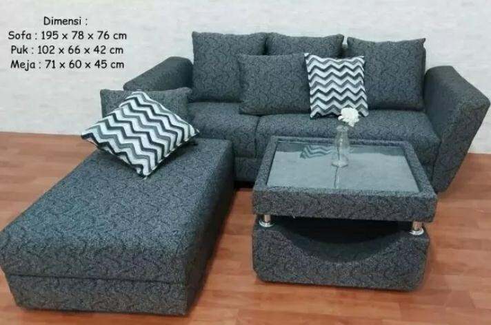 Sofa L Pajero Puk Meja Kaca Dan Bantal Lazada Indonesia