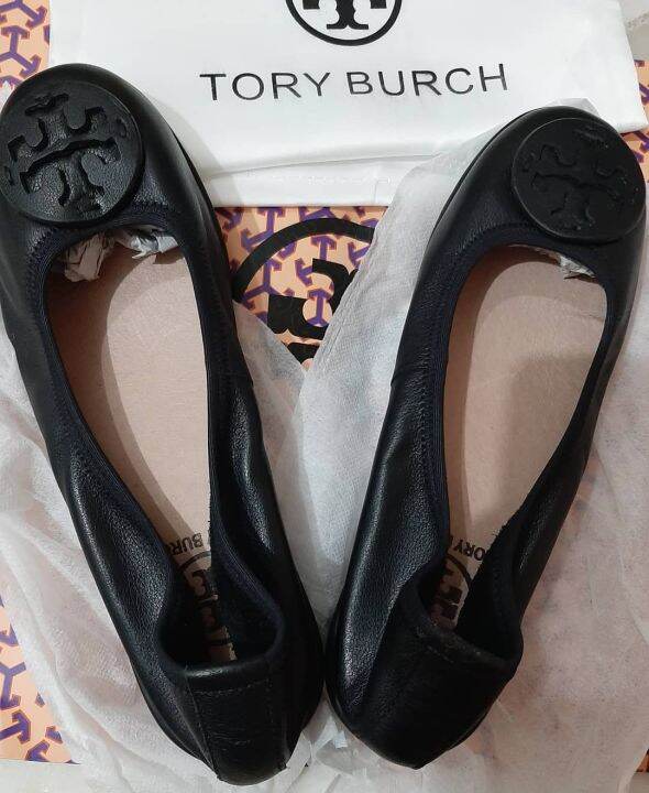 M] TORY BURCH women black flat shoes lamb skin | Lazada