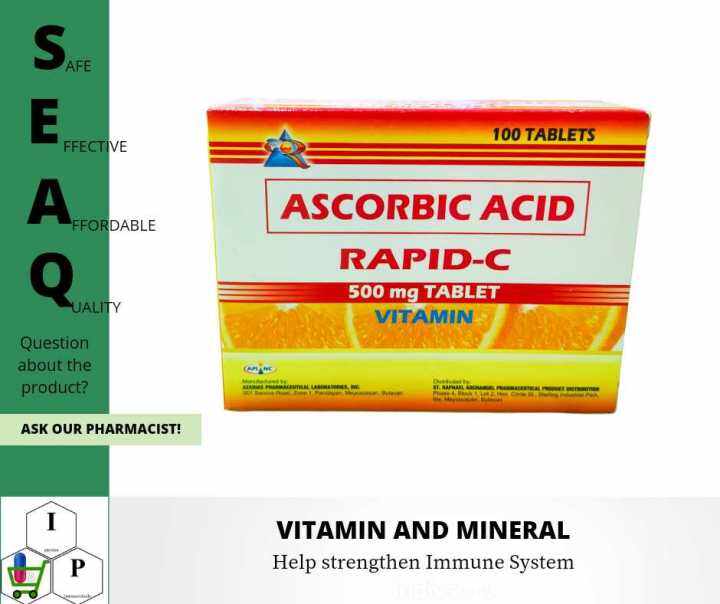 100 tablets VITAMIN C ASCORBIC ACID 500mg 1 box (counterpart of watsons