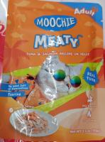 เพาท์แมวเปียก ยี่ห้อ Moochie Meaty in Tuna &amp; Salmon Jelly Adult รสปลาทูน่าและแซลมอนในเยลลี่ ขนาด70กรัม (1ซอง)