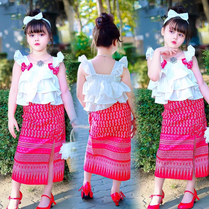 ชุดผ้าไทยเด็ดหญิง-ชุดกระโปรงเด็ก-ชุดไทยเด็กหญิง