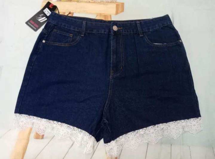 Plus size jean outlet shorts with lace