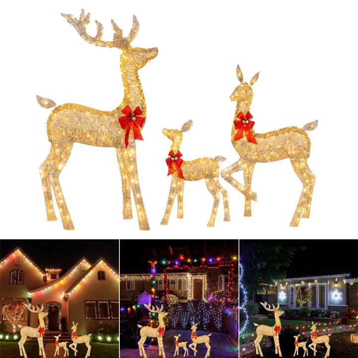 RET 3-Piece Set Reindeer Family Glowing 2D Christmas Decor With Led ...