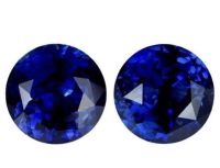 ไพลินธรรมชาติสีน้ำเงินทรงกลม 3 มม. คู่ 2 ชิ้น 3mm round natural blue sapphire pair 2 pieces