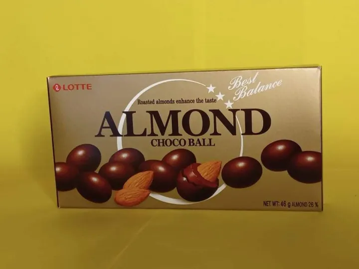 LOTTE ALMOND Choco Ball roasted almond with chocolate from Korea ...