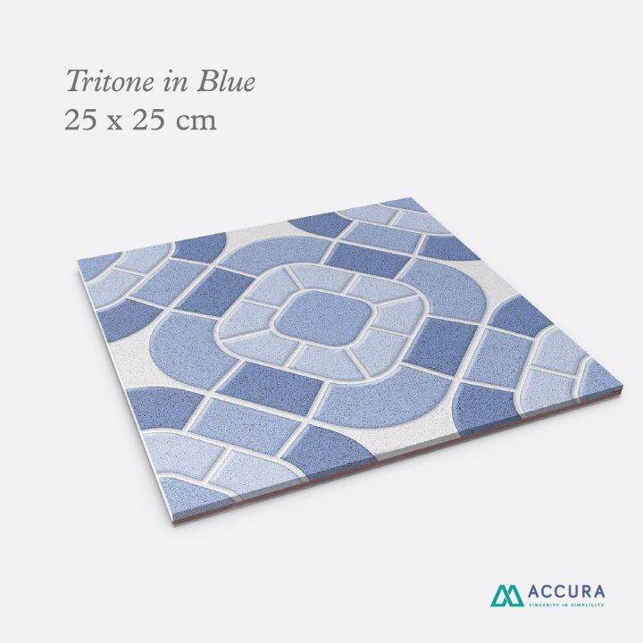 KERAMIK LANTAI KAMAR MANDI 25X25 TRITONE BLUE , GREY, BEIGE - MULIA