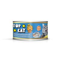 อาหารแมวกระป๋อง Top Cat รสปลาทะเลผสมกุ้งในแอสปิคเยลลี่ 185 กรัม จำนวน 48 กระป๋อง