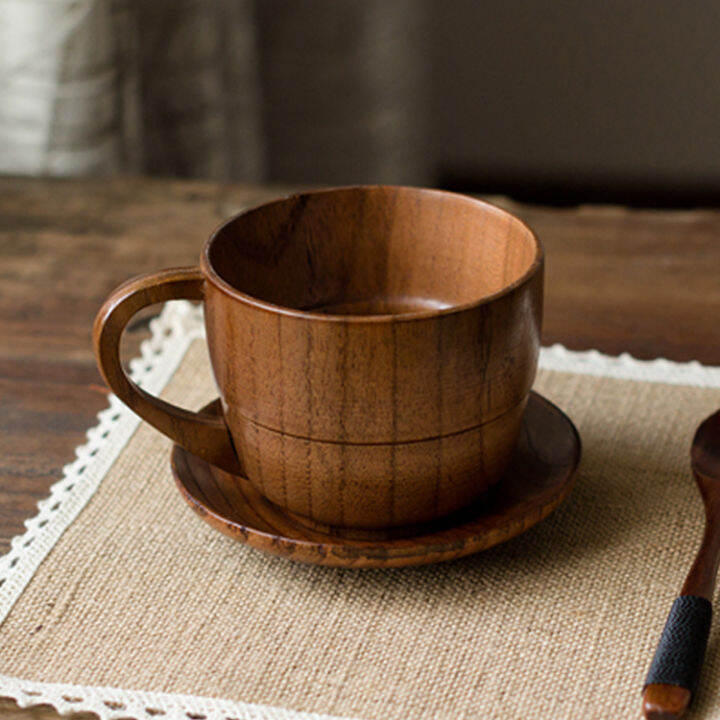 Solid Wood Coffee Cup Japanese Style Cup and Saucer Classical Cup