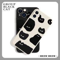 เคสโทรศัพท์มือถือเหมาะสำหรับ iphone13pro iPhone 14เคสโทรศัพท์มือถือลายแมวเหมียวสีดำสำหรับคู่รัก12คู่รัก11 XS MAX X ออกแบบเองดูมีระดับสำหรับคนส่วนน้อย15promax แบบใหม่น่ารัก