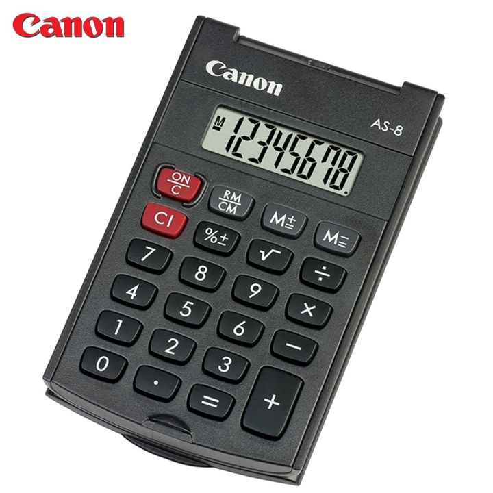 เครื่องคิดเลข-8-หลัก-สีดำ-canon-รุ่น-as-8-จอ-lcd-สำหรับพกพา-พับได้