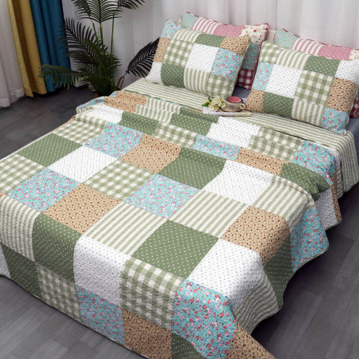 Pastoral Patchwork Four Seasons Bed Cover Pure Cotton Quilted Sheets