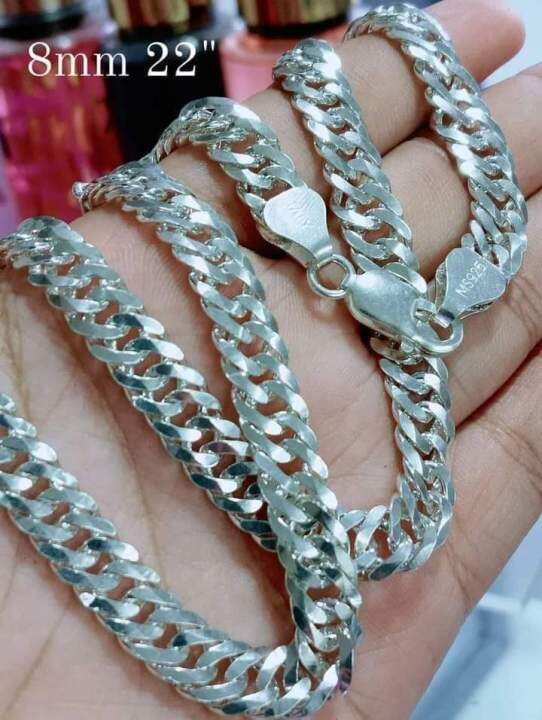 legit silver 8mm doublechain necklace Lazada PH