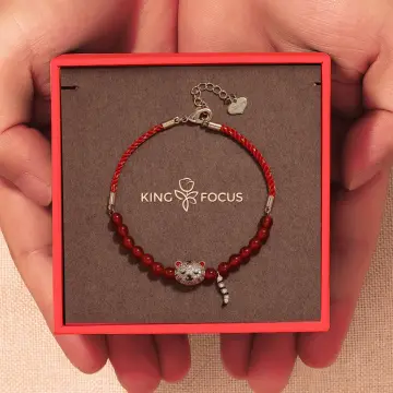 Tiger King Chinese Zodiac Red String Bracelet (24K)