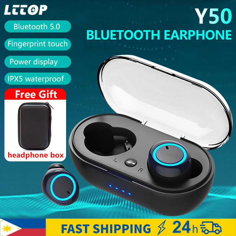 Black Wireless Earbuds 6D Stereo Sound TWS Bluetooth Headphones iPX7 Waterproof Bluetooth 5.0 Auto Pairing Touch Control Wireless Sport Earphones Bluetooth Headset with 500mAh Charging Case 