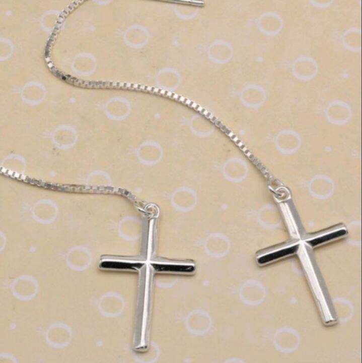 legit silver tictac (ER804)cross earrings Lazada PH