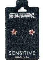 ?STUDEX earring for sensitive stainless316L daisy light roes fuchsiaดอกไม้สีชมพูสีเงินทองสำหรับผิวแพ้ง่ายมากๆUSAแท้?%