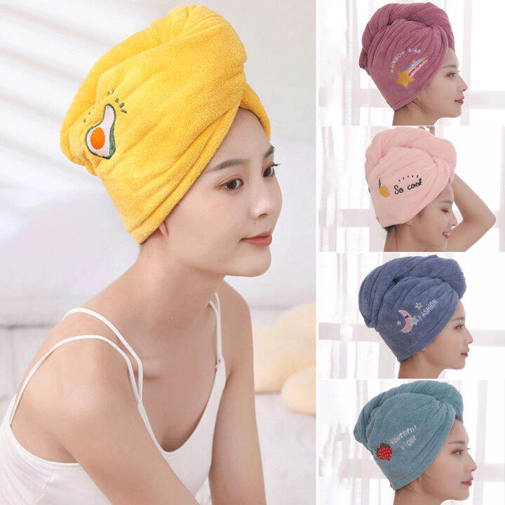 Women Girl's Magic Microfiber Shower Cap Towel Bath Hats for Women Dry ...