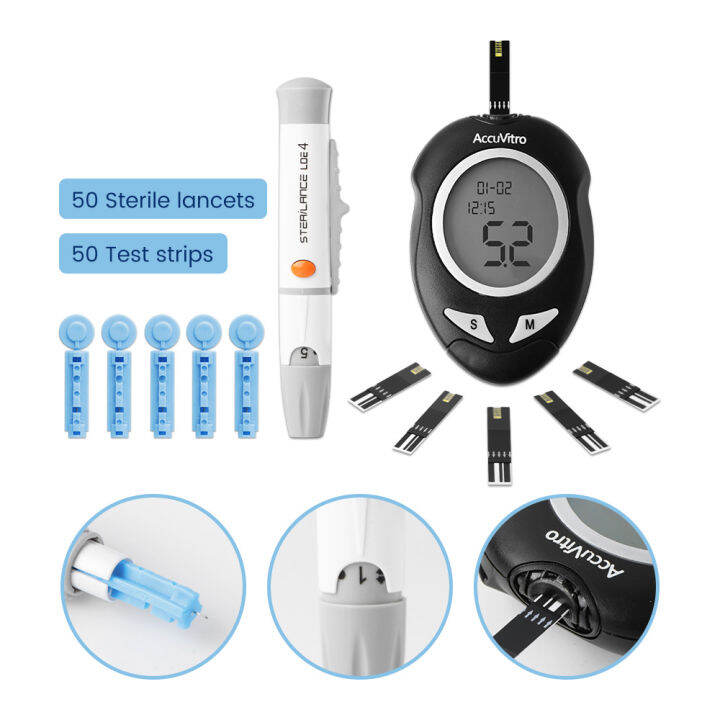 Suolaer Blood Glucose Meter Diabetes Tester Kit with 50 Test Strips/Lancets Blood