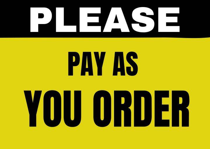 Please Pay As You Order Sign | Laminated Signages | A4Size Signboard | Lazada PH