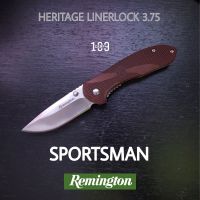 มีดพับ Remington Sportsman HERITAGE LINERLOCK 3.75 ด้ามเล็ก ด้ามจับไม้แท้ ใบมีด STAINLESS STEEL 420J2 สามารถเปิดได้ด้วยมือเดียว