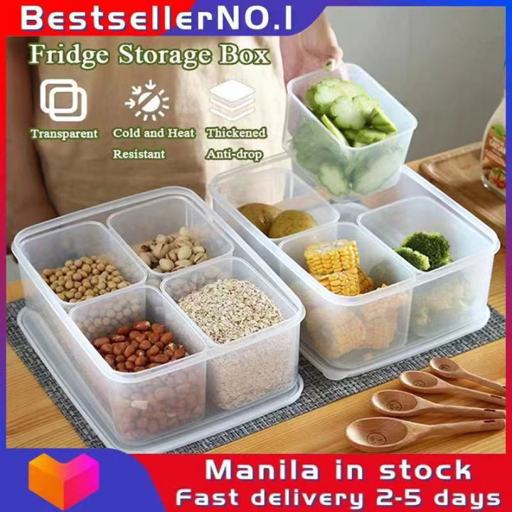 Refrigerator Storage Box 4 Compartment Food Vegetable and Fruit