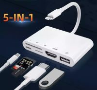 Lighting To HDMI Adapter 2K 1080K TV USB Hub OTG สายชาร์จสำหรับ iPhone 12 11เครื่องอ่านการ์ด SD TF